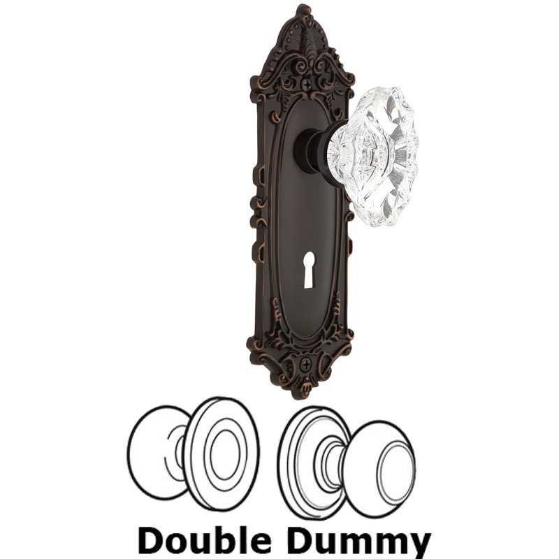 Nostalgic Warehouse Double Dummy Set with Keyhole - Victorian Plate with Chateau Door Knob in Timeless Bronze