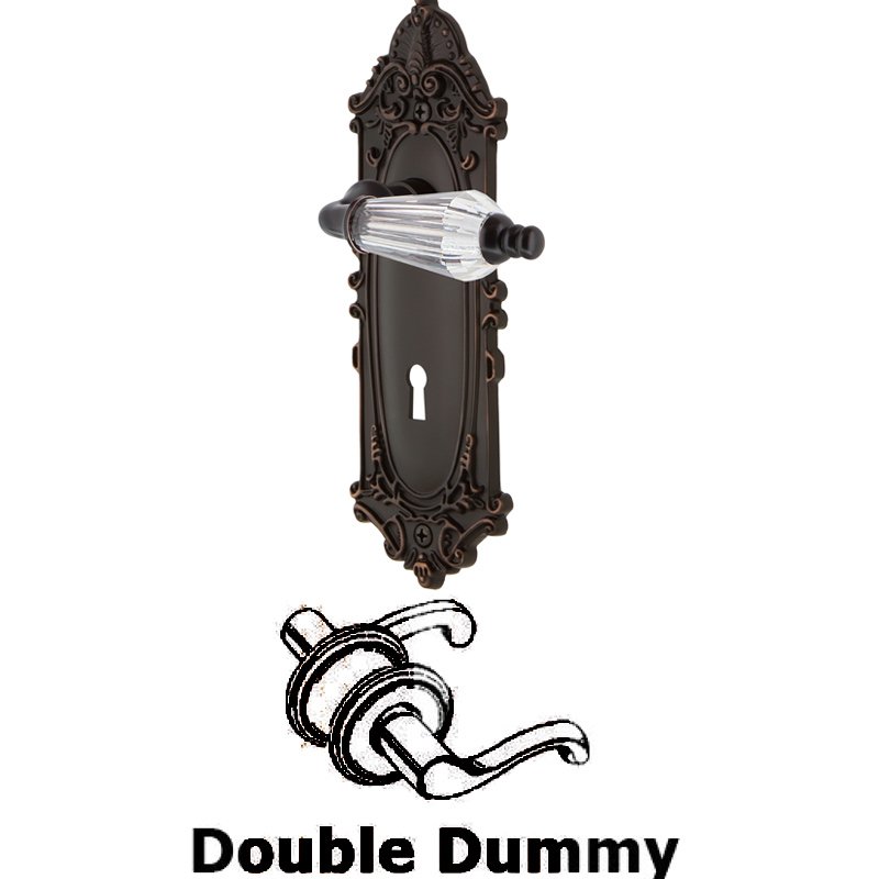 Nostalgic Warehouse Double Dummy Set with Keyhole - Victorian Plate with Parlor Lever in Timeless Bronze