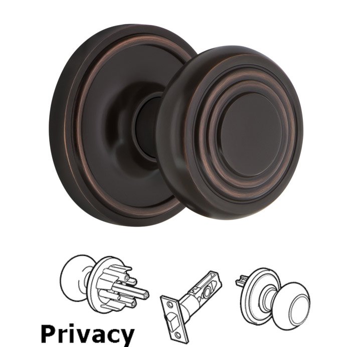 Nostalgic Warehouse Complete Privacy Set - Classic Rosette with Deco Door Knob in Timeless Bronze