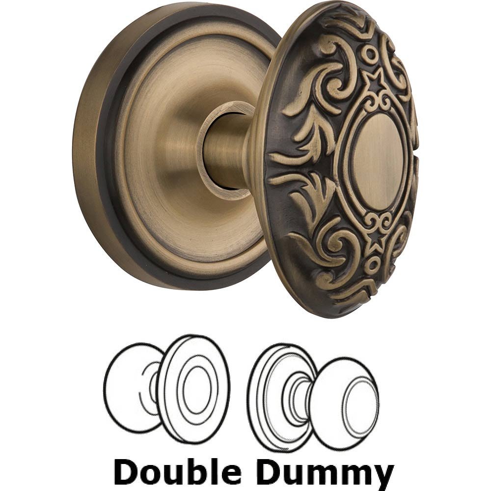 Nostalgic Warehouse Double Dummy Classic Rosette with Victorian Door Knob in Antique Brass