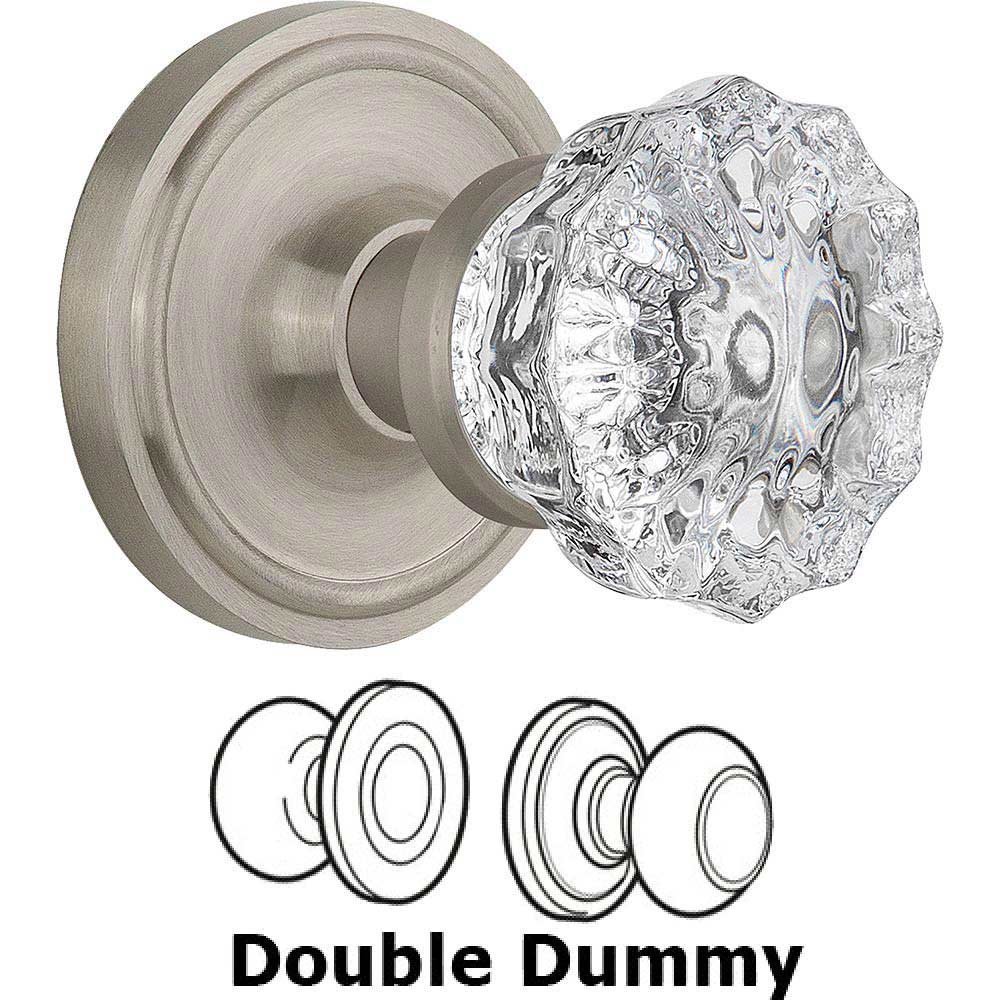 Nostalgic Warehouse Double Dummy Classic Rosette with Crystal Door Knob in Satin Nickel