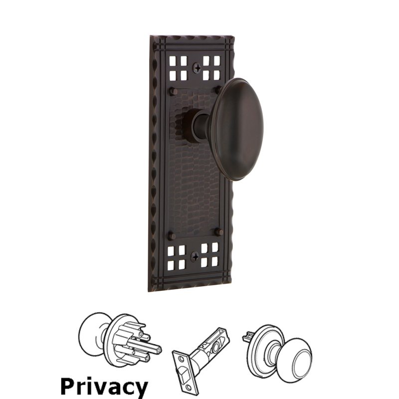 Nostalgic Warehouse Privacy Craftsman Plate with Homestead Door Knob in Timeless Bronze
