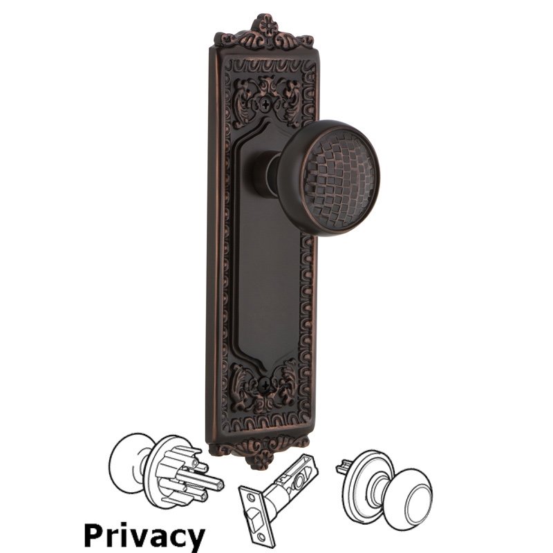 Nostalgic Warehouse Complete Privacy Set - Egg & Dart Plate with Craftsman Door Knob in Timeless Bronze