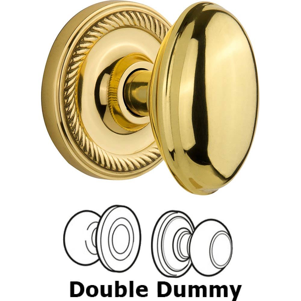 Nostalgic Warehouse Double Dummy Rope Rosette with Homestead Knob in Unlacquered Brass