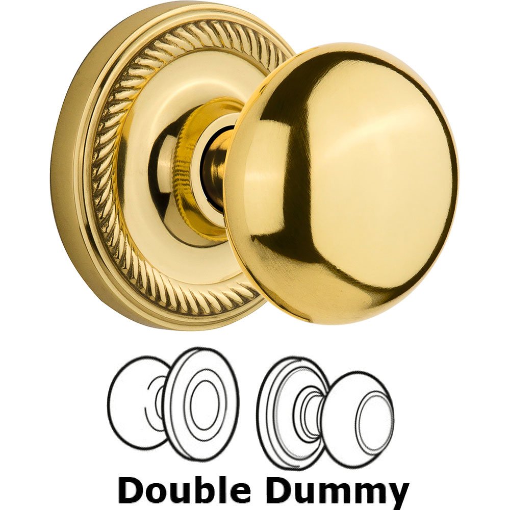Nostalgic Warehouse Double Dummy Rope Rosette with New York Knob in Unlacquered Brass