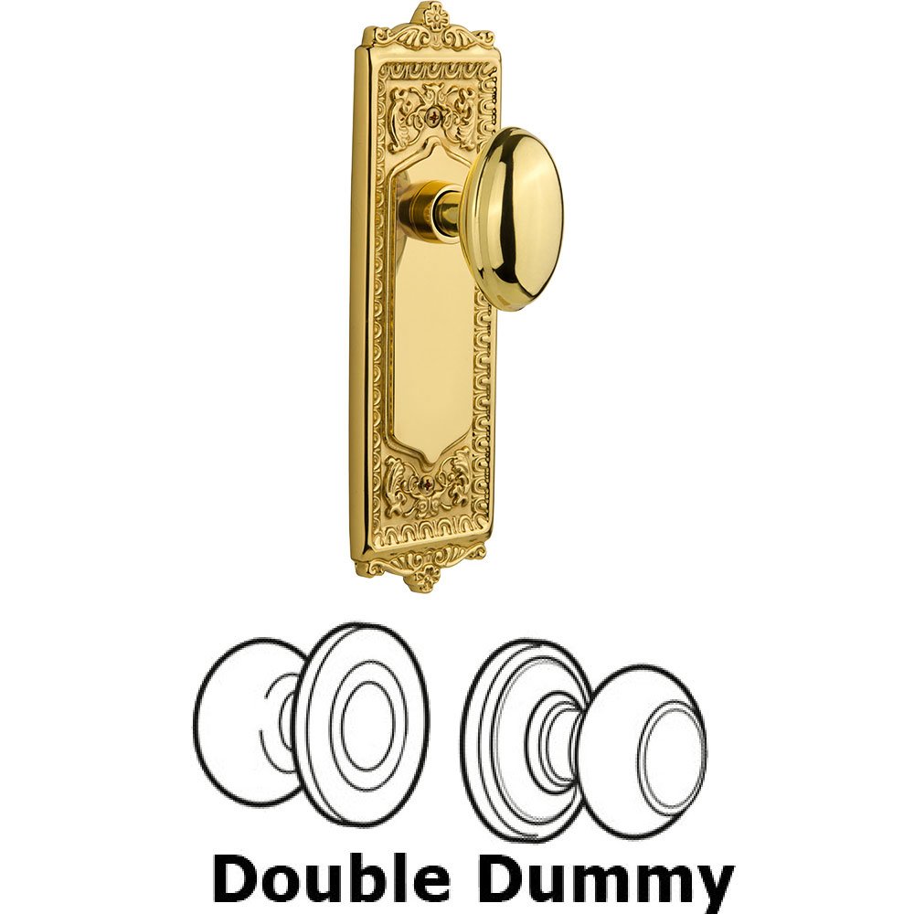 Nostalgic Warehouse Double Dummy Egg and Dart Plate with Homestead Knob in Unlacquered Brass
