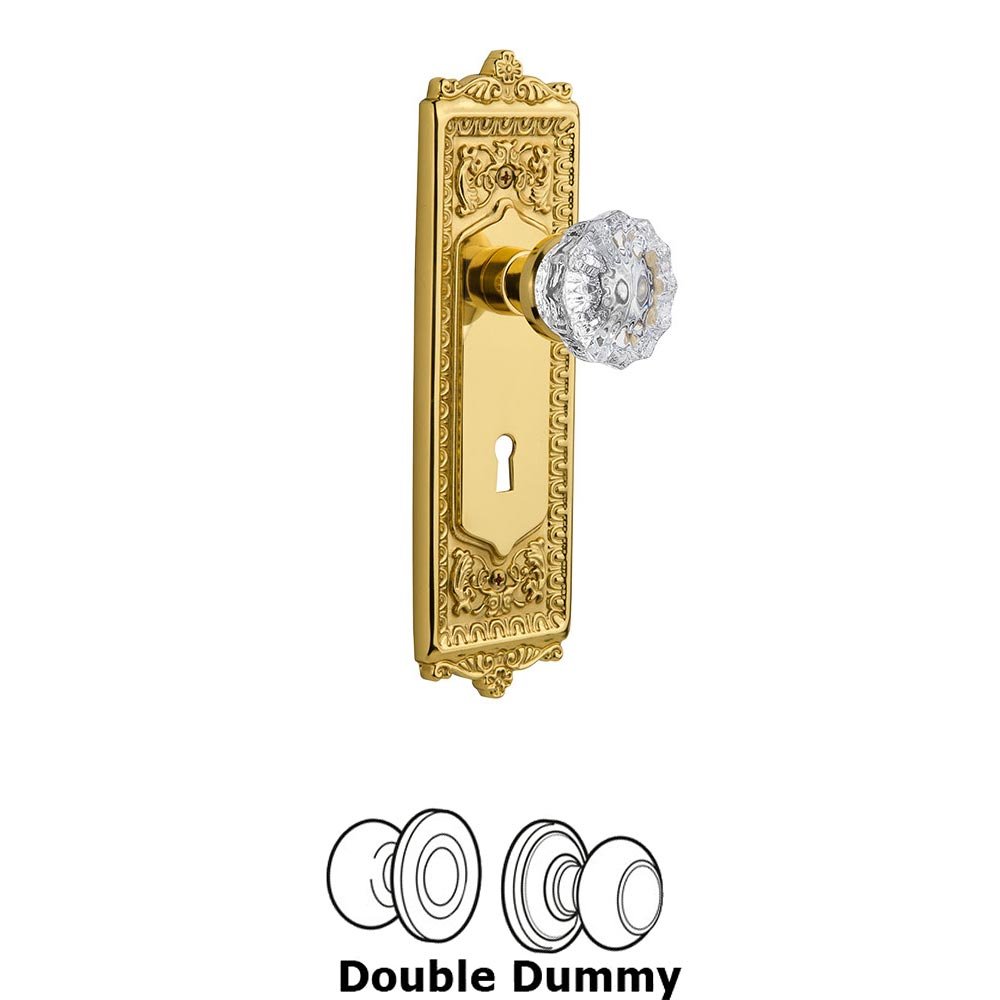 Nostalgic Warehouse Double Dummy Egg and Dart Plate with Crystal Knob and Keyhole in Unlacquered Brass