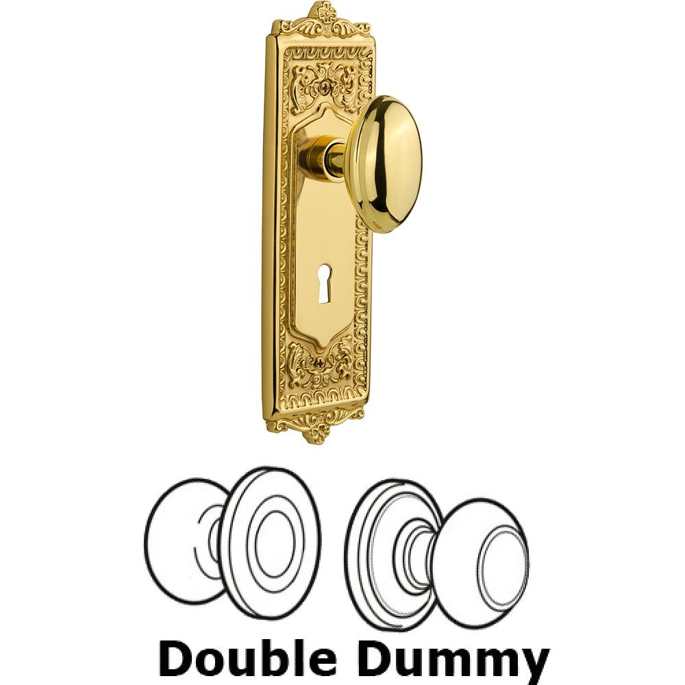 Nostalgic Warehouse Double Dummy Egg and Dart Plate with Homestead Knob and Keyhole in Unlacquered Brass
