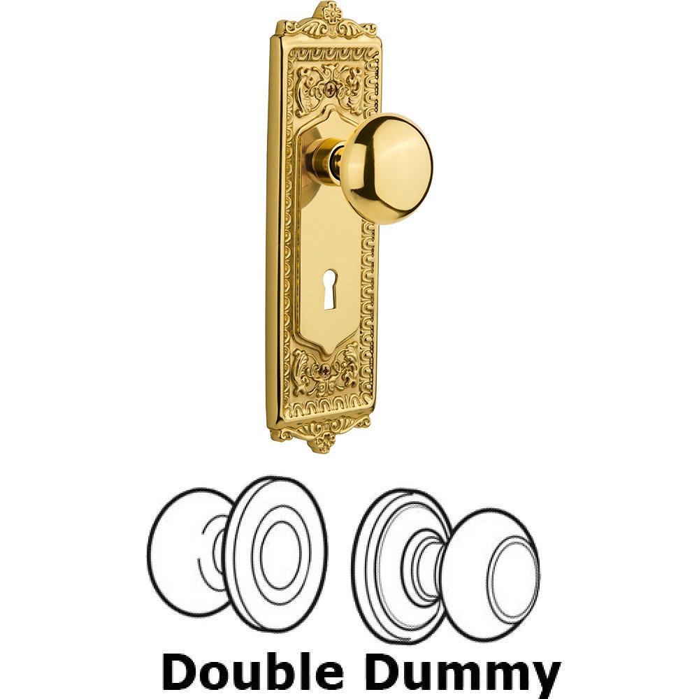 Nostalgic Warehouse Double Dummy Egg and Dart Plate with New York Knob and Keyhole in Unlacquered Brass