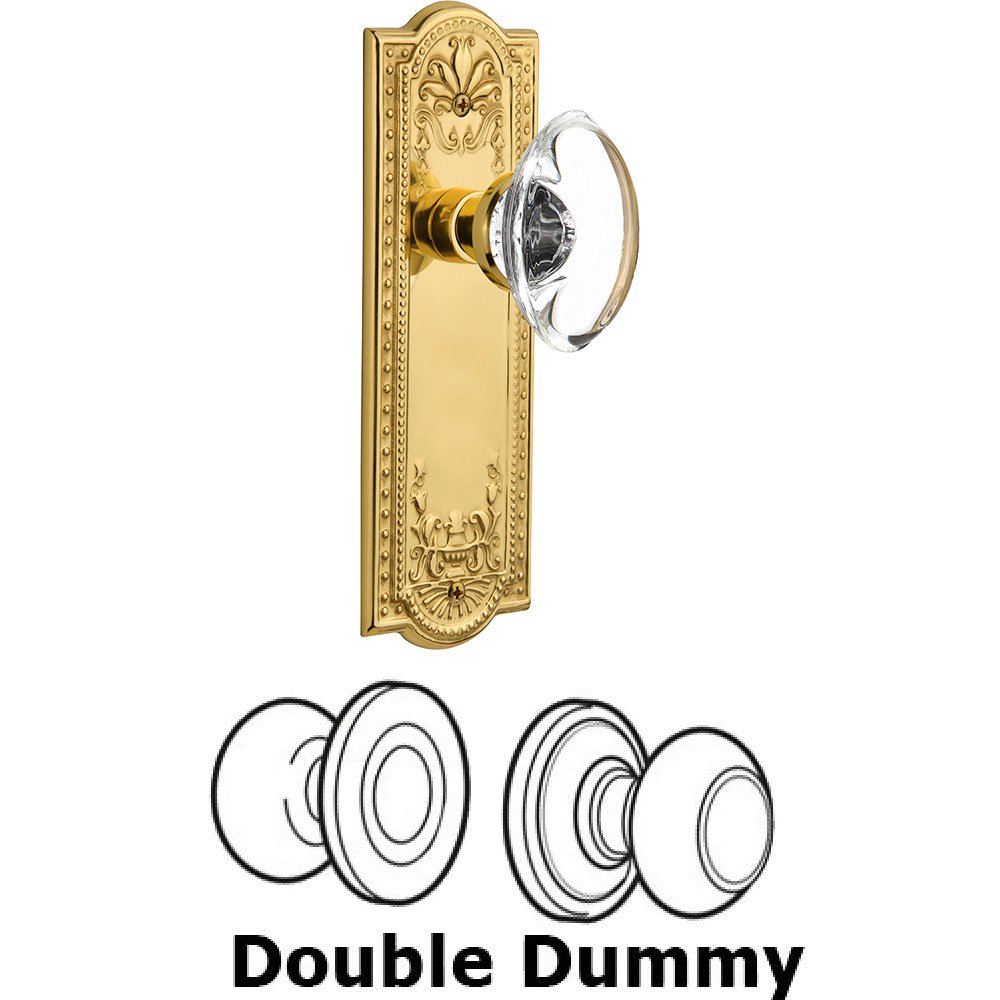 Nostalgic Warehouse Double Dummy Meadows Plate with Oval Clear Crystal Knob in Unlacquered Brass