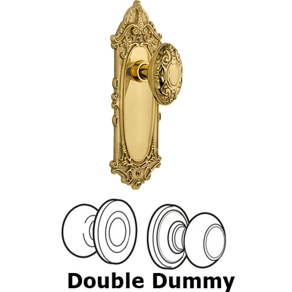Nostalgic Warehouse Double Dummy Victorian Plate with Victorian Knob in Unlacquered Brass
