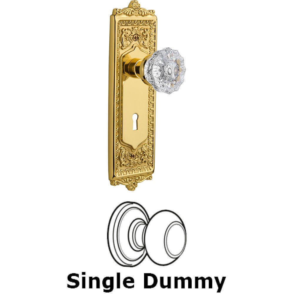 Nostalgic Warehouse Single Dummy Egg and Dart Plate with Crystal Knob and Keyhole in Unlacquered Brass