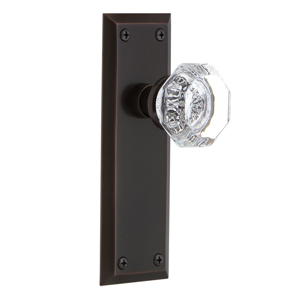 Nostalgic Warehouse Complete Privacy Set - New York Plate with Waldorf Door Knob in Timeless Bronze