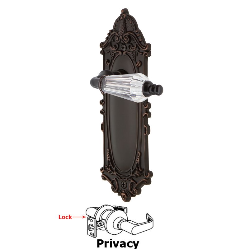 Nostalgic Warehouse Complete Privacy Set - Victorian Plate with Parlor Lever in Timeless Bronze