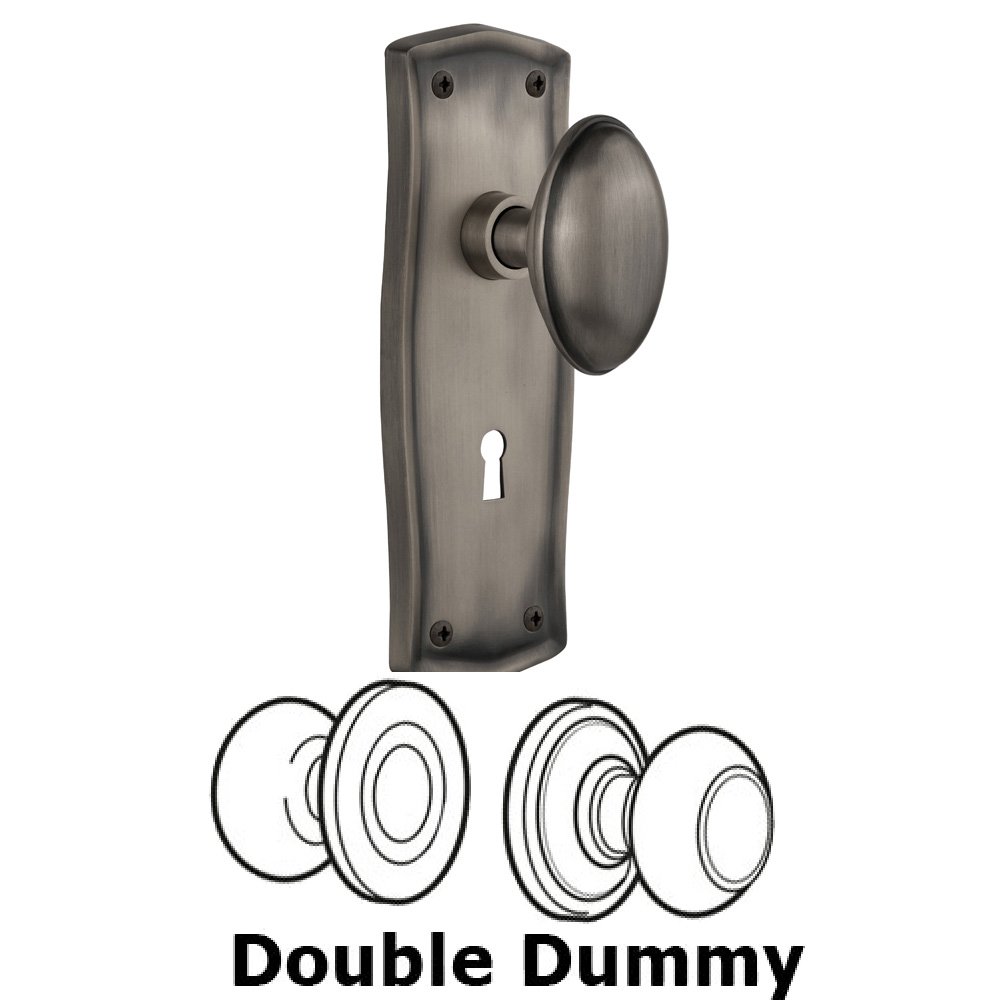 Nostalgic Warehouse Double Dummy Set With Keyhole - Prairie Plate with Homestead Knob in Antique Pewter