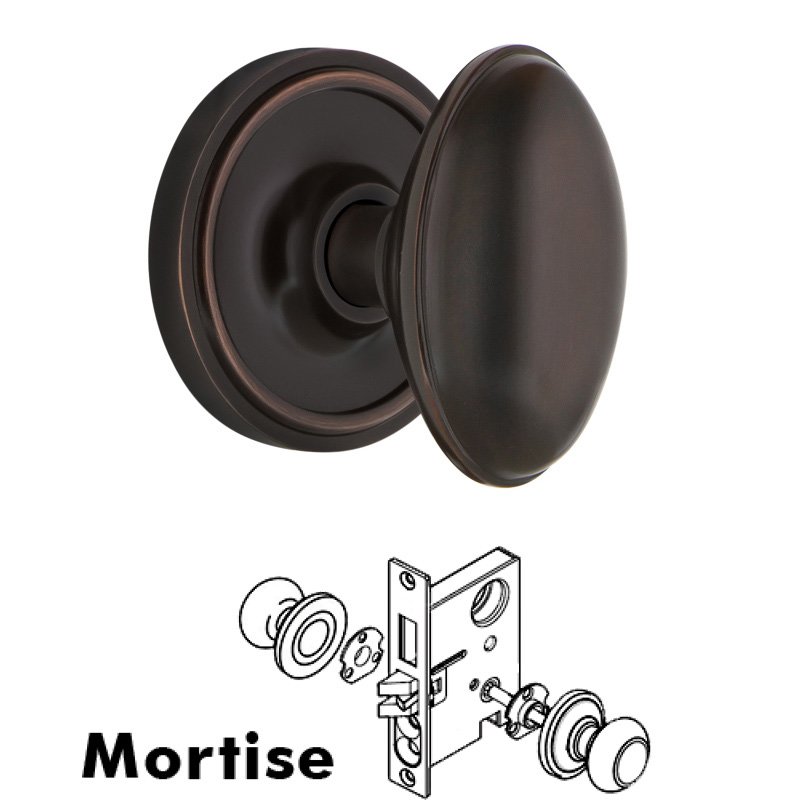 Nostalgic Warehouse Complete Mortise Lockset with Keyhole - Classic Rosette with Homestead Door Knob in Timeless Bronze