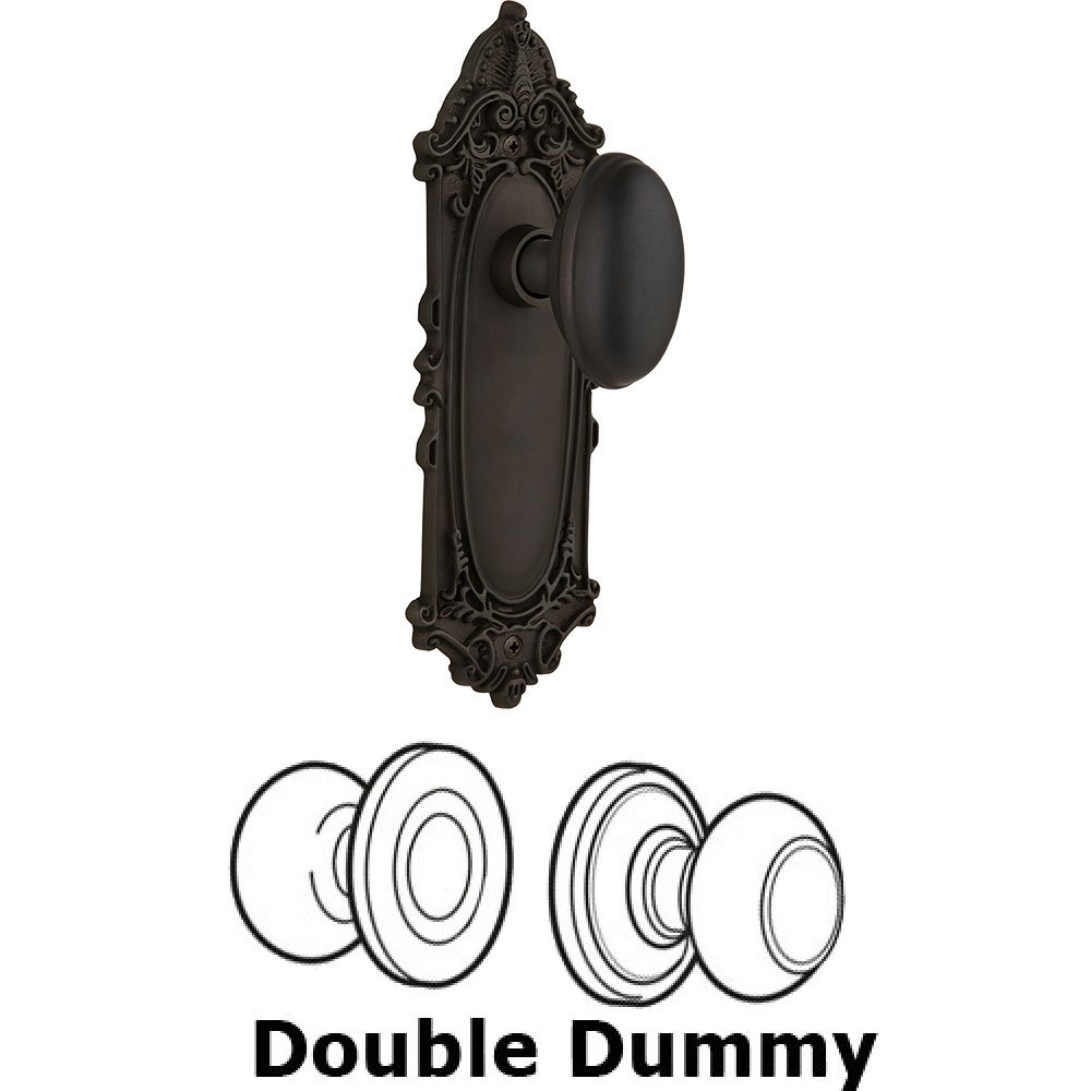 Nostalgic Warehouse Double Dummy Knob - Victorian Plate with Homestead Door Knob in Oil-rubbed Bronze