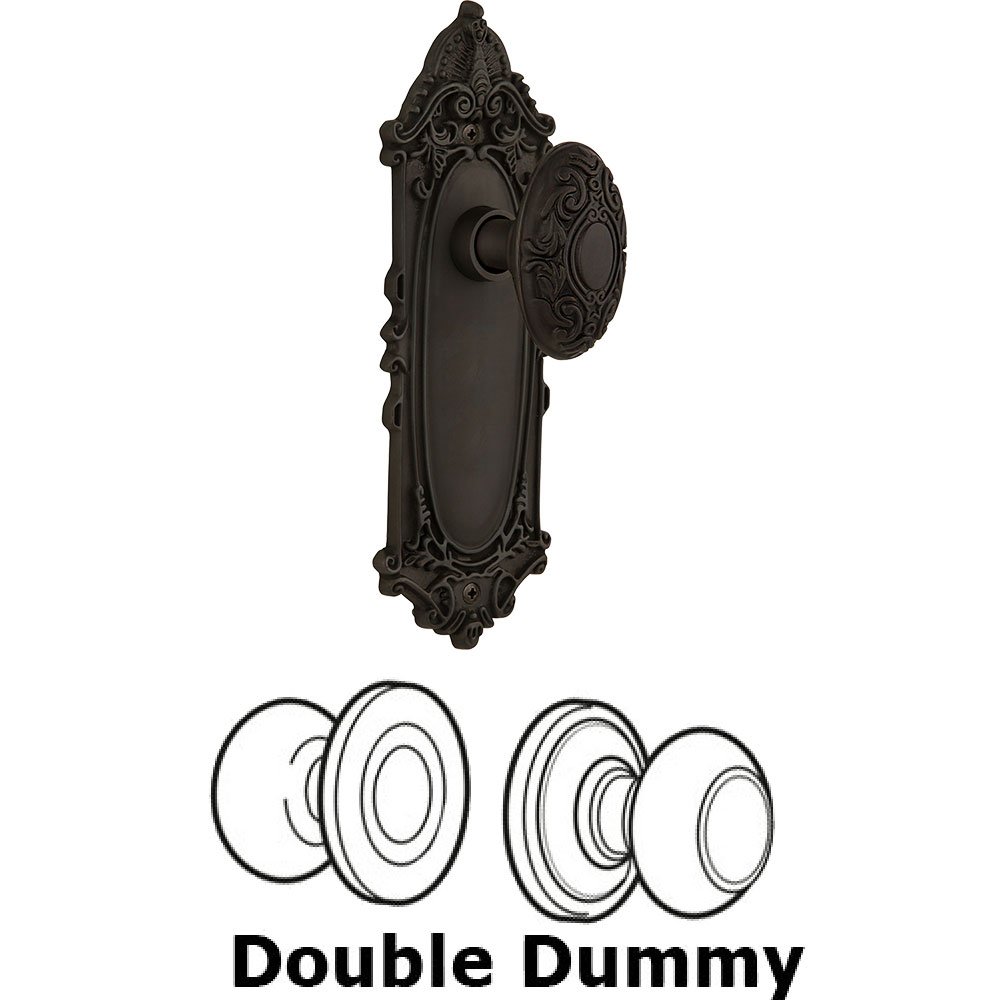 Nostalgic Warehouse Double Dummy Knob - Victorian Plate with Victorian Door Knob in Oil-rubbed Bronze