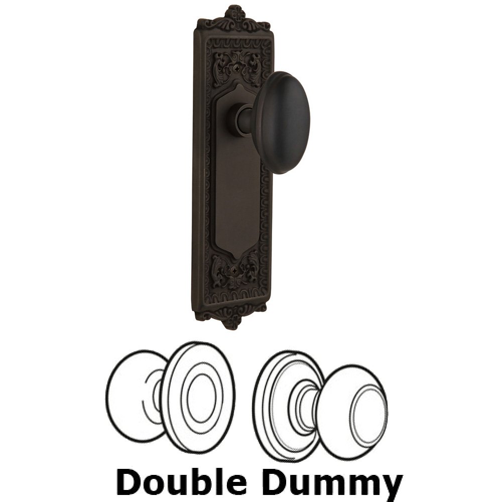 Nostalgic Warehouse Double Dummy Set Without Keyhole - Egg & Dart Plate with Homestead Knob in Oil Rubbed Bronze