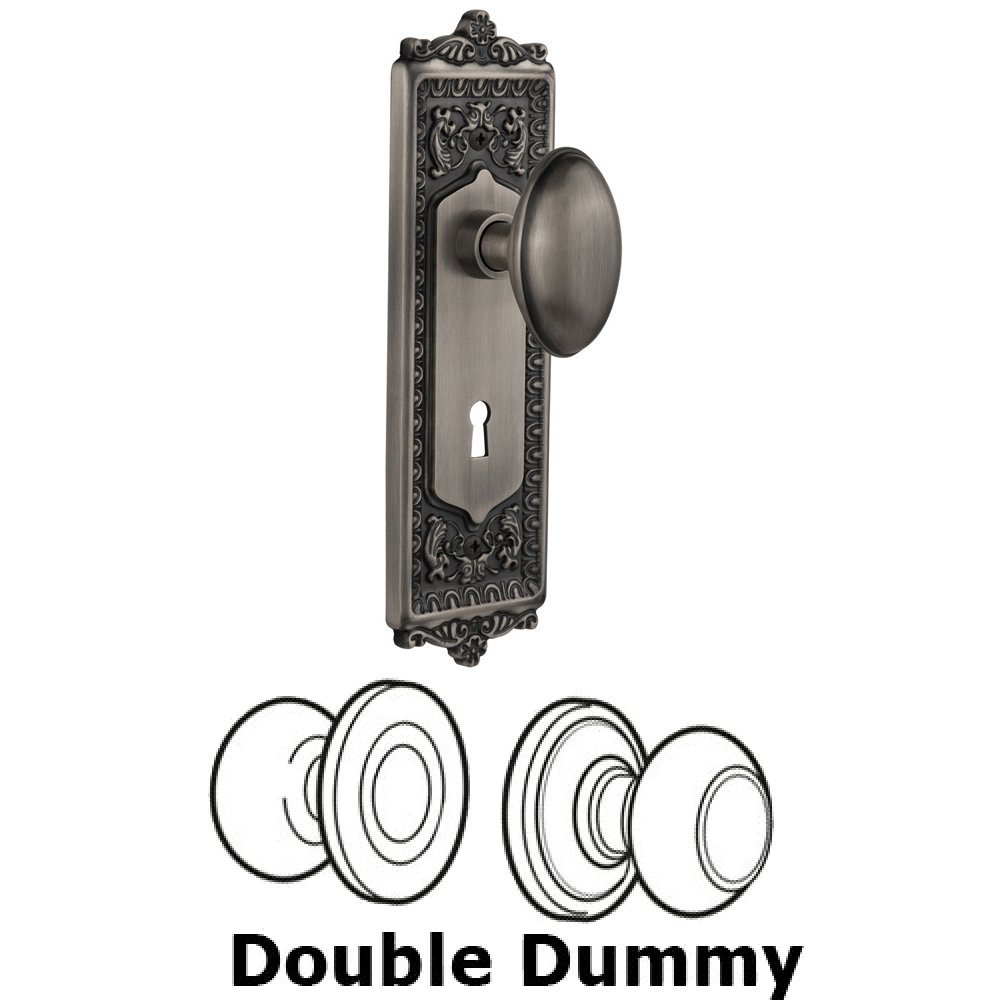 Nostalgic Warehouse Double Dummy Set With Keyhole - Egg & Dart Plate with Homestead Knob in Antique Pewter