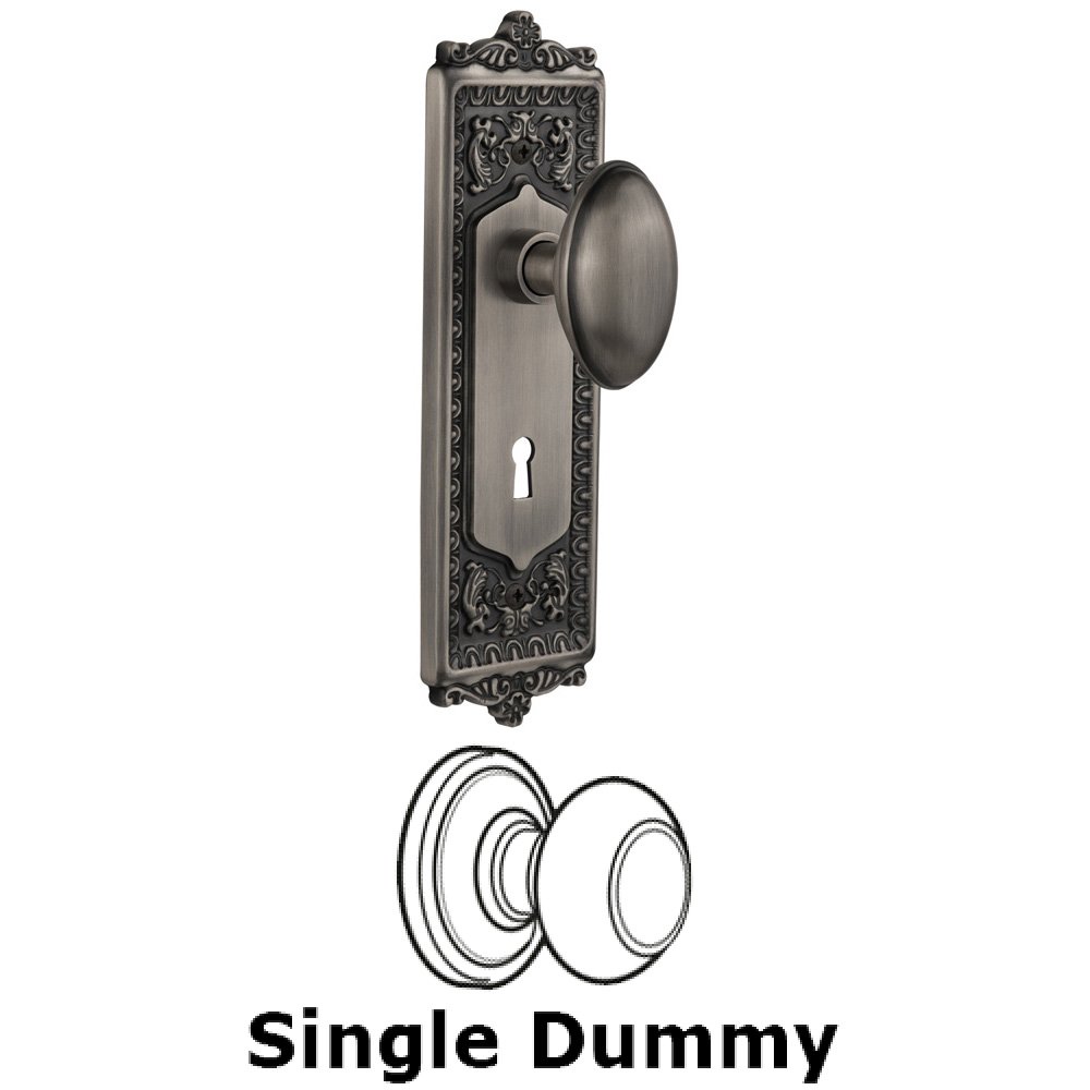 Nostalgic Warehouse Single Dummy Knob With Keyhole - Egg & Dart Plate with Homestead Knob in Antique Pewter