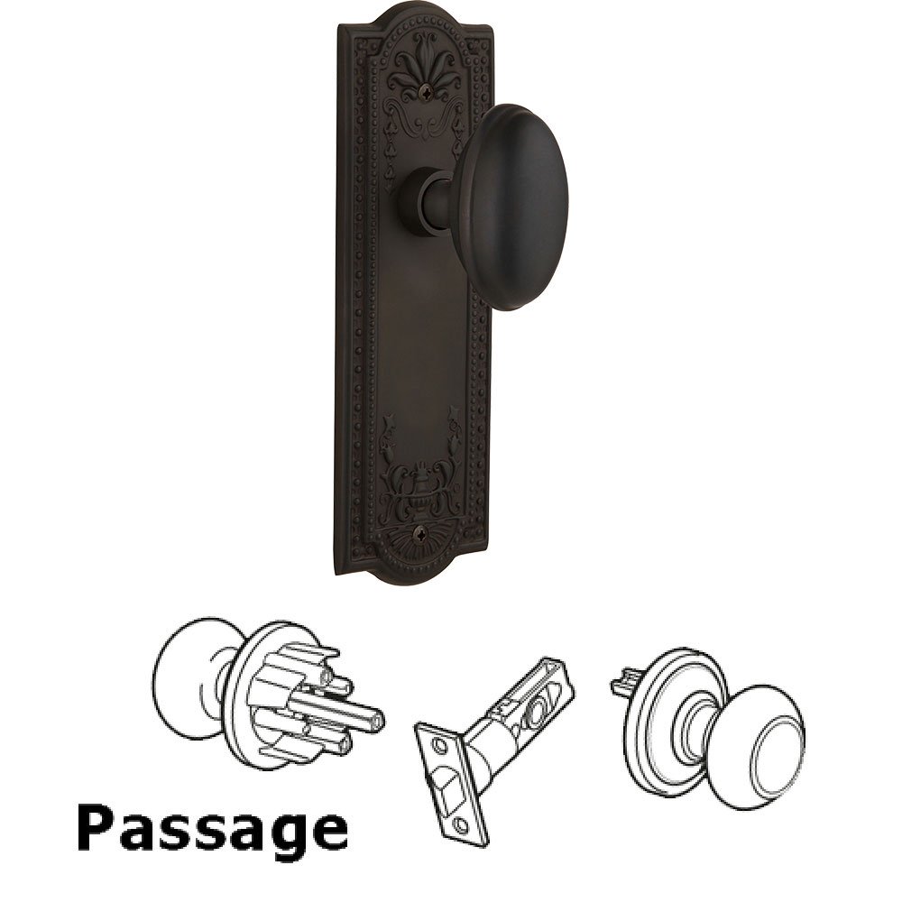 Nostalgic Warehouse Passage Meadows Plate with Homestead Door Knob in Oil-Rubbed Bronze
