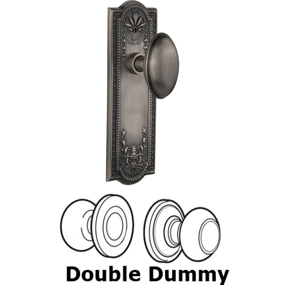 Nostalgic Warehouse Double Dummy Knob - Meadows Plate with Homestead Door Knob in Antique Pewter