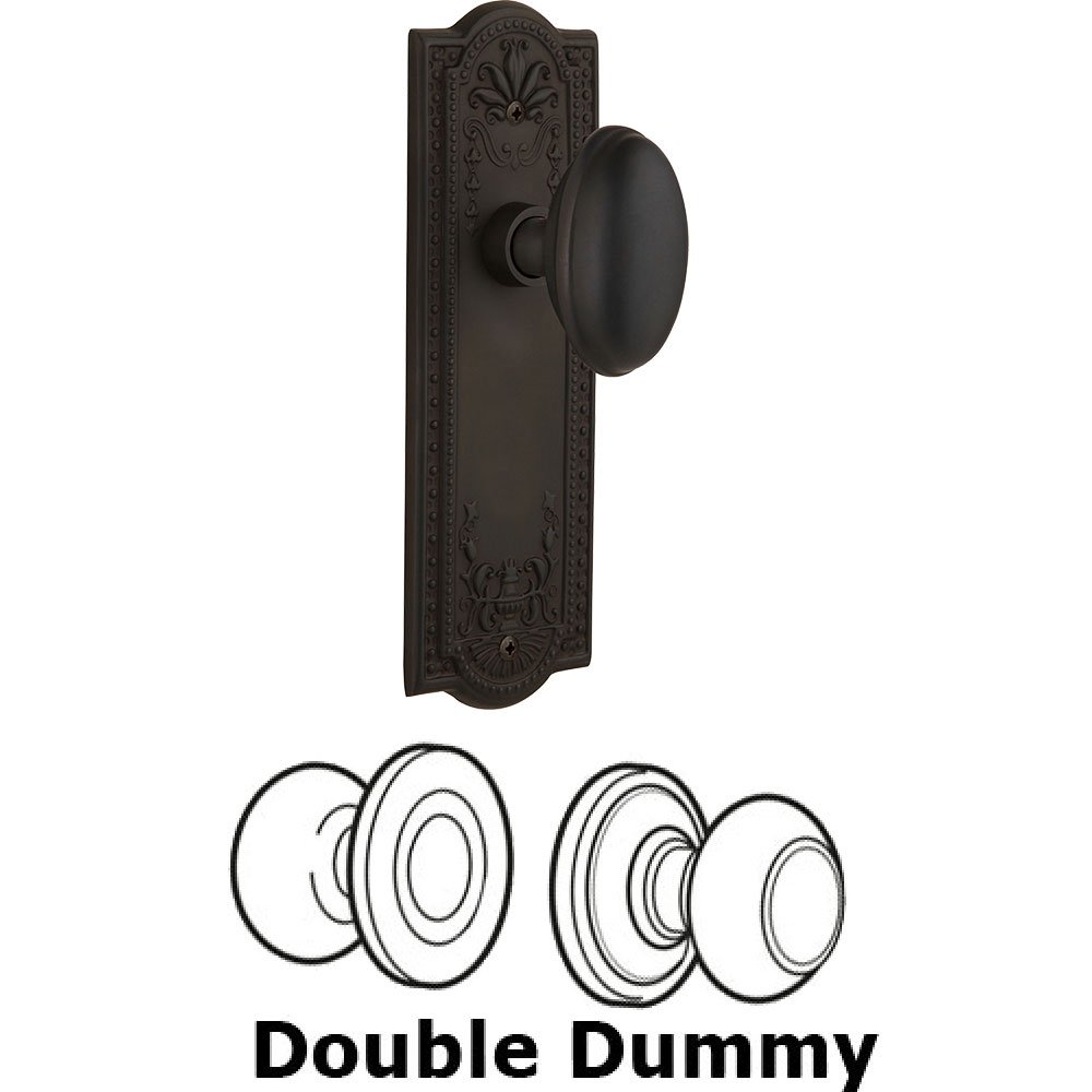 Nostalgic Warehouse Double Dummy Knob - Meadows Plate with Homestead Door Knob in Oil Rubbed Bronze