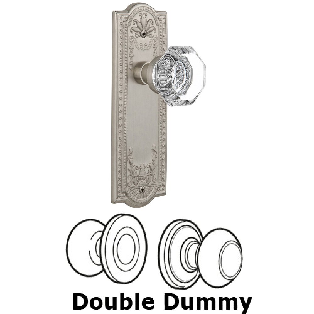 Nostalgic Warehouse Double Dummy Set Without Keyhole - Meadows Plate with Waldorf Knob in Satin Nickel