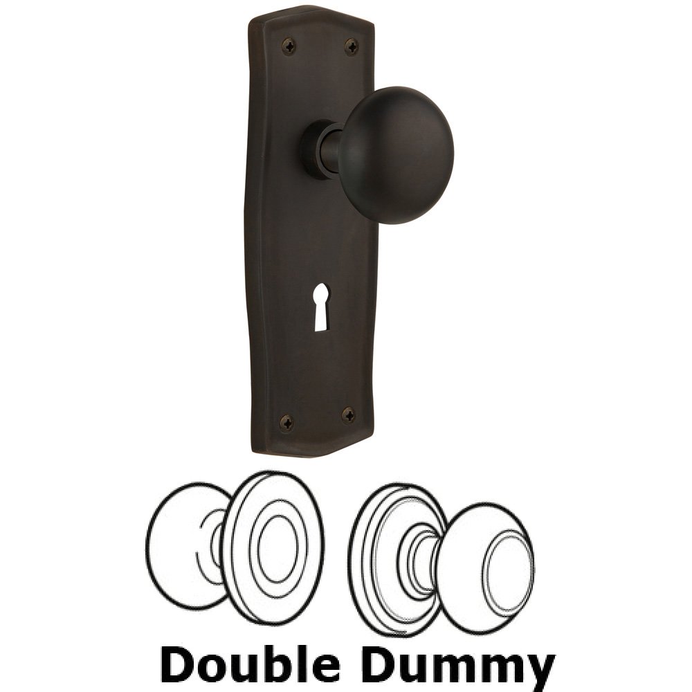 Nostalgic Warehouse Double Dummy Set With Keyhole - Prairie Plate with New York Knob in Oil Rubbed Bronze