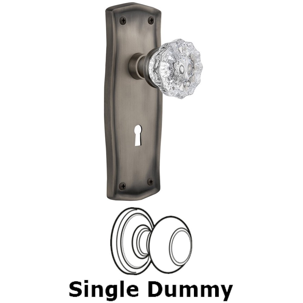 Nostalgic Warehouse Single Dummy Knob With Keyhole - Prairie Plate with Crystal Knob in Antique Pewter