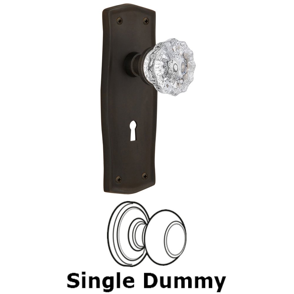 Nostalgic Warehouse Single Dummy Knob With Keyhole - Prairie Plate with Crystal Knob in Oil Rubbed Bronze