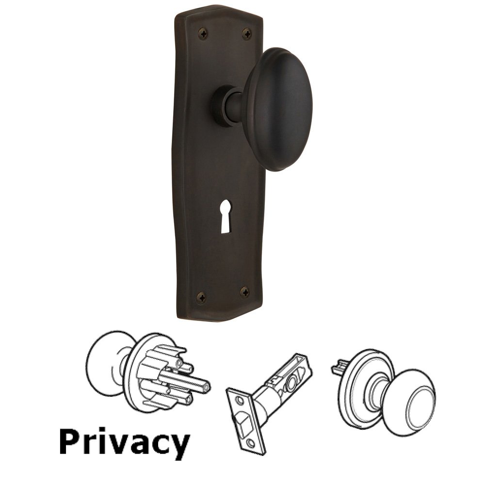 Nostalgic Warehouse Complete Privacy Set With Keyhole - Prairie Plate with Homestead Knob in Oil Rubbed Bronze