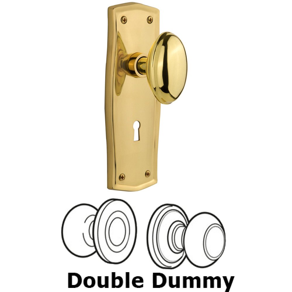 Nostalgic Warehouse Double Dummy Set With Keyhole - Prairie Plate with Homestead Knob in Polished Brass