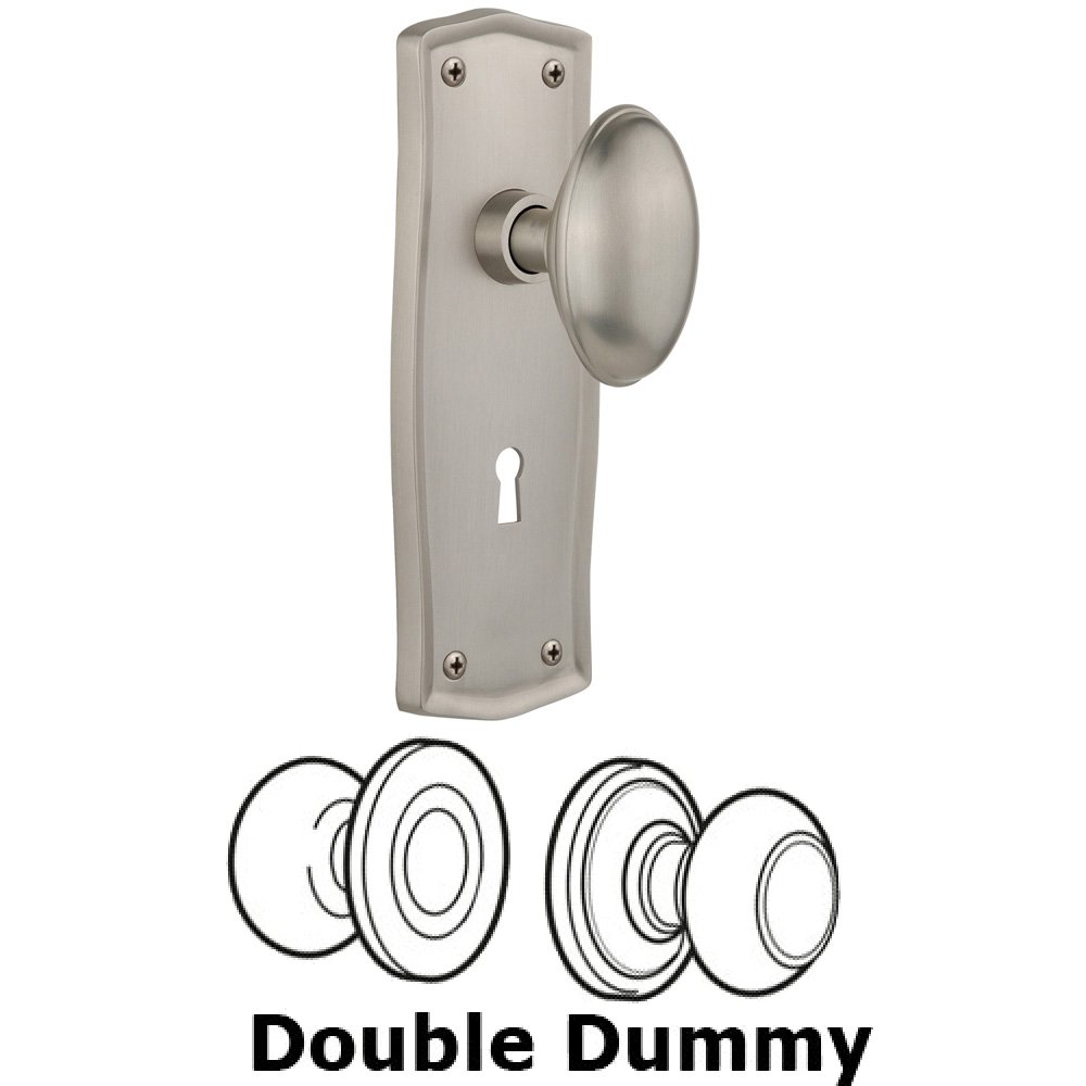 Nostalgic Warehouse Double Dummy Set With Keyhole - Prairie Plate with Homestead Knob in Satin Nickel