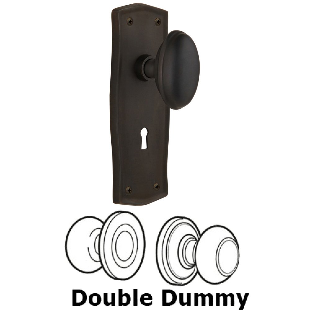 Nostalgic Warehouse Double Dummy Set With Keyhole - Prairie Plate with Homestead Knob in Oil Rubbed Bronze