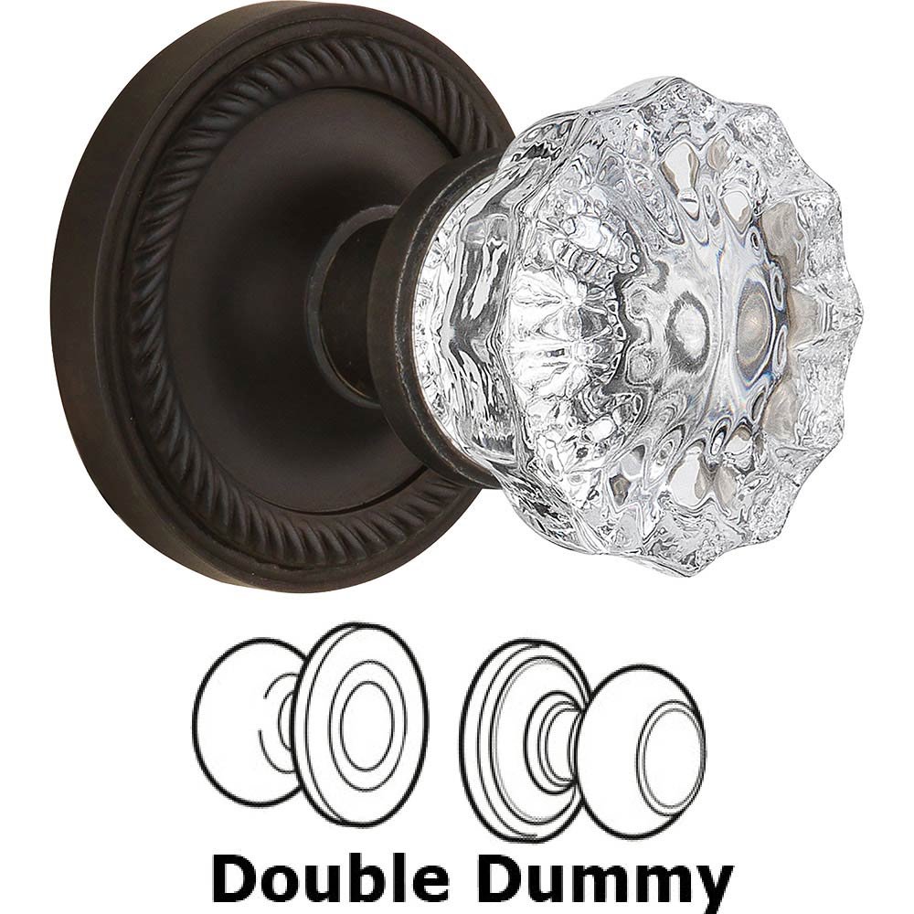 Nostalgic Warehouse Double Dummy Knob - Rope Rose with Crystal Door Knob in Oil Rubbed Bronze