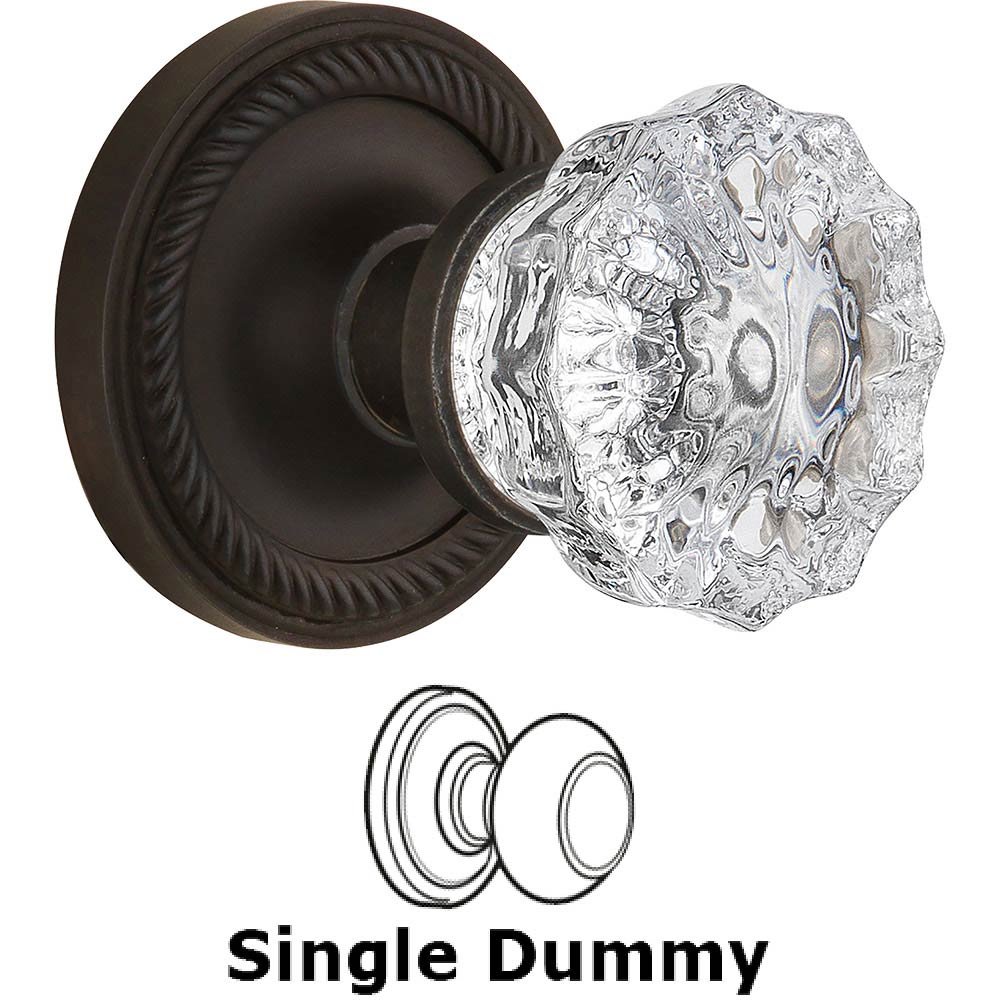 Nostalgic Warehouse Single Dummy Knob - Rope Rose with Crystal Door Knob in Oil Rubbed Bronze