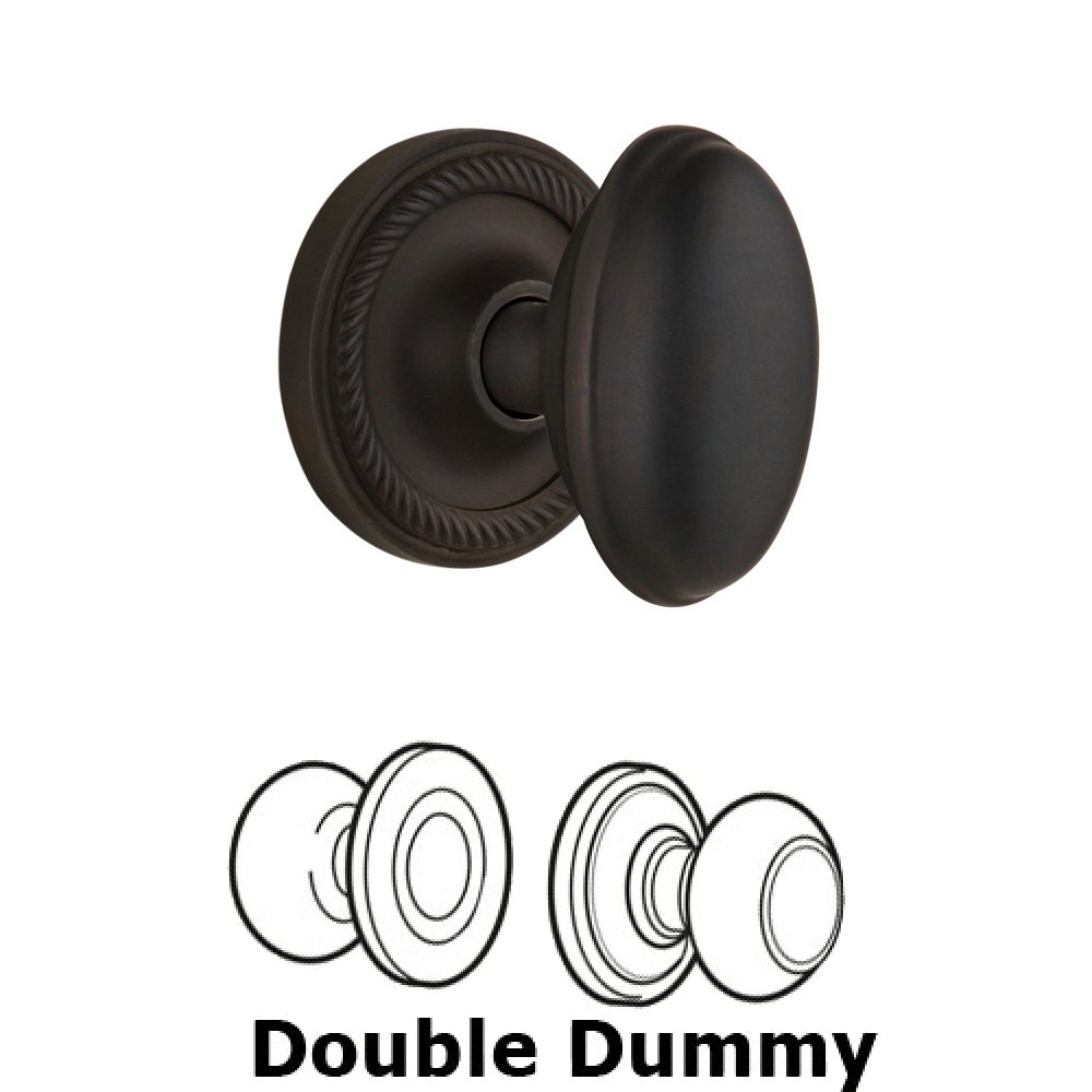 Nostalgic Warehouse Double Dummy Set Without Keyhole - Rope Rosette with Homestead Knob in Oil Rubbed Bronze