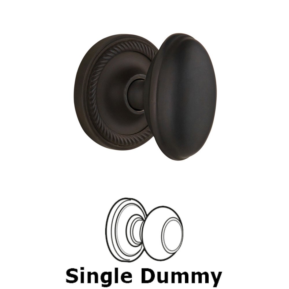 Nostalgic Warehouse Single Dummy Knob Without Keyhole - Rope Rosette with Homestead Knob in Oil Rubbed Bronze