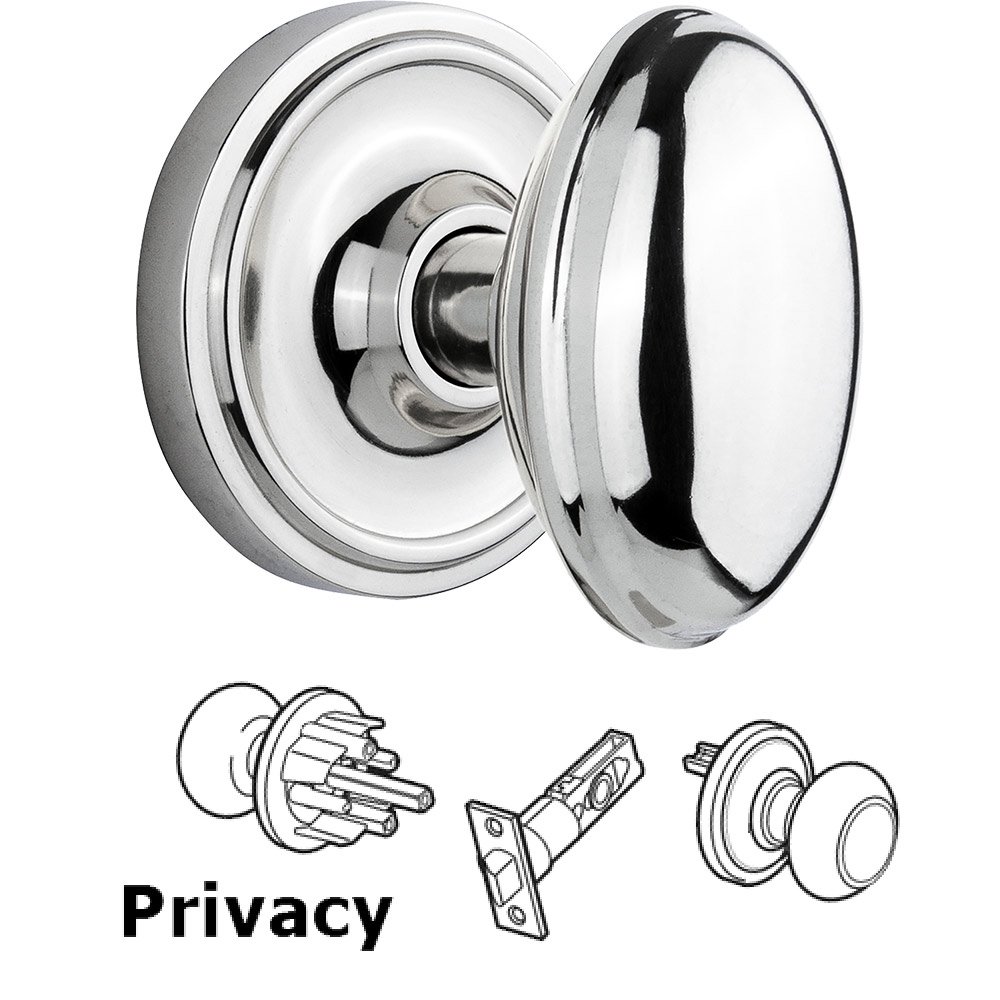 Nostalgic Warehouse Privacy Knob - Classic Rose with Homestead Door Knob in Bright Chrome