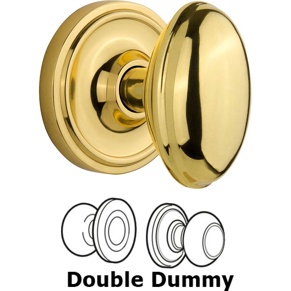Nostalgic Warehouse Double Dummy Classic Rose with Homestead Door Knob in Polished Brass