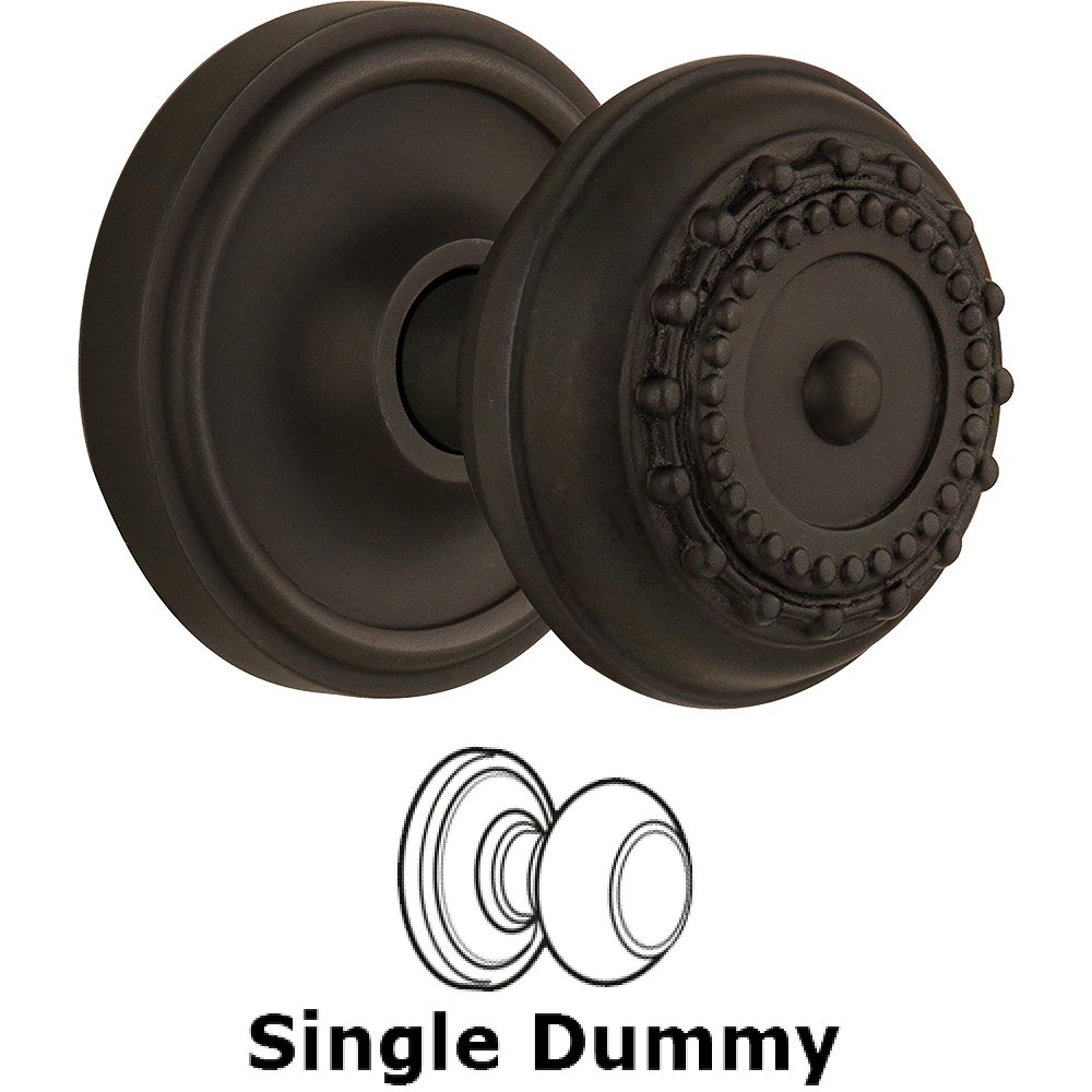 Nostalgic Warehouse Single Dummy Classic Rosette with Meadows Door Knob in Oil-rubbed Bronze