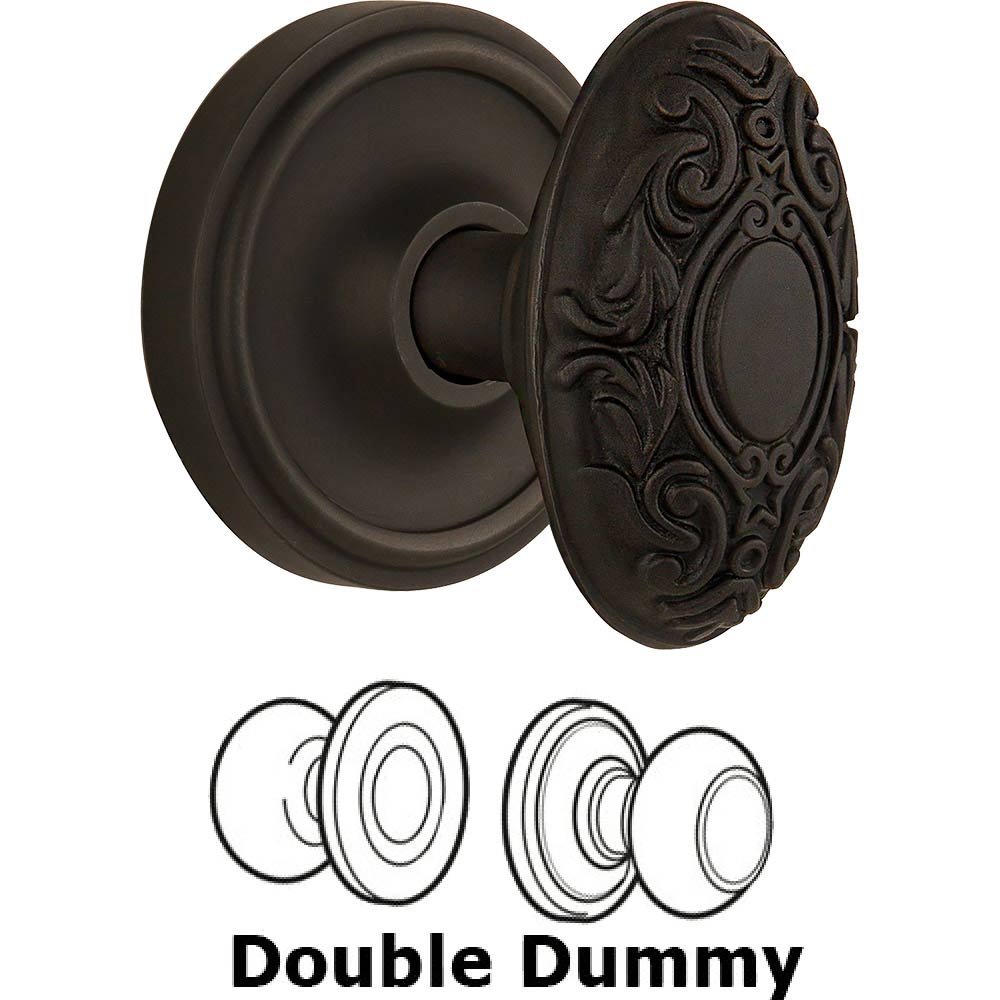 Nostalgic Warehouse Double Dummy Classic Rosette with Victorian Door Knob in Oil-rubbed Bronze