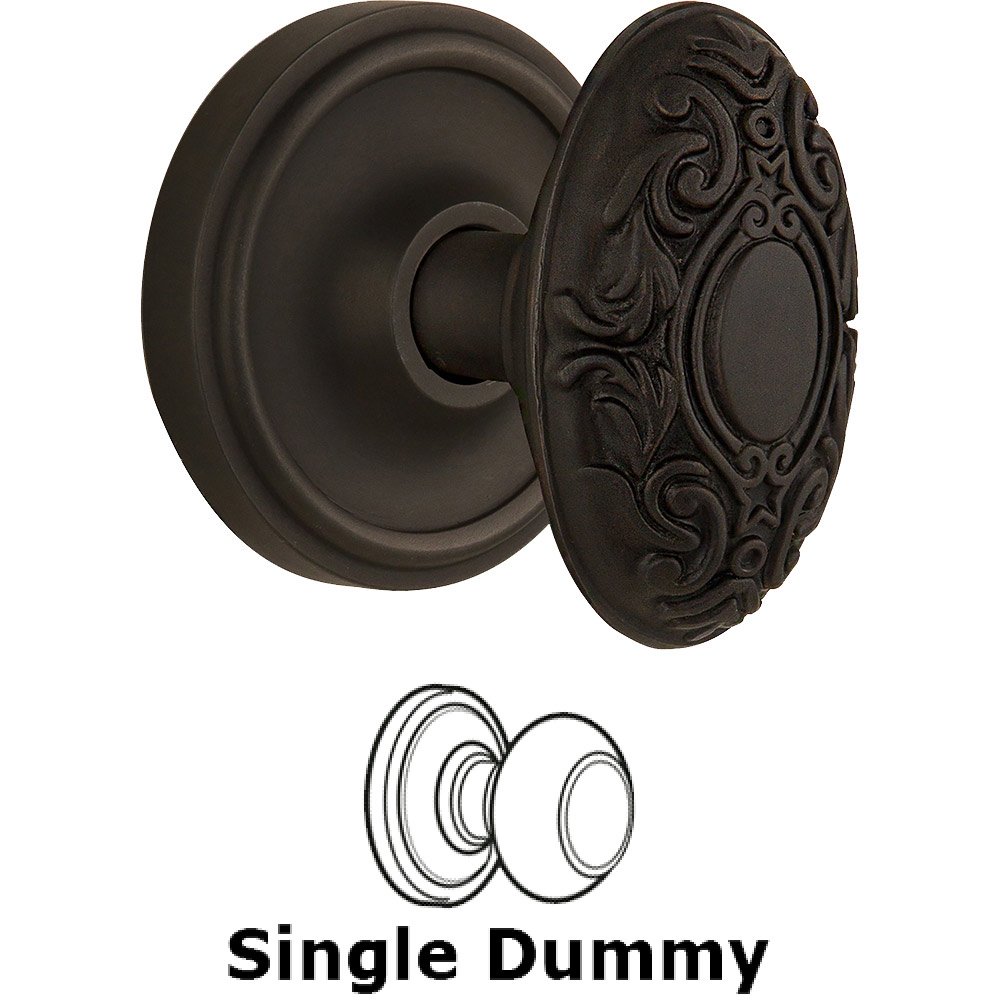 Nostalgic Warehouse Single Dummy Classic Rosette with Victorian Door Knob in Oil-rubbed Bronze