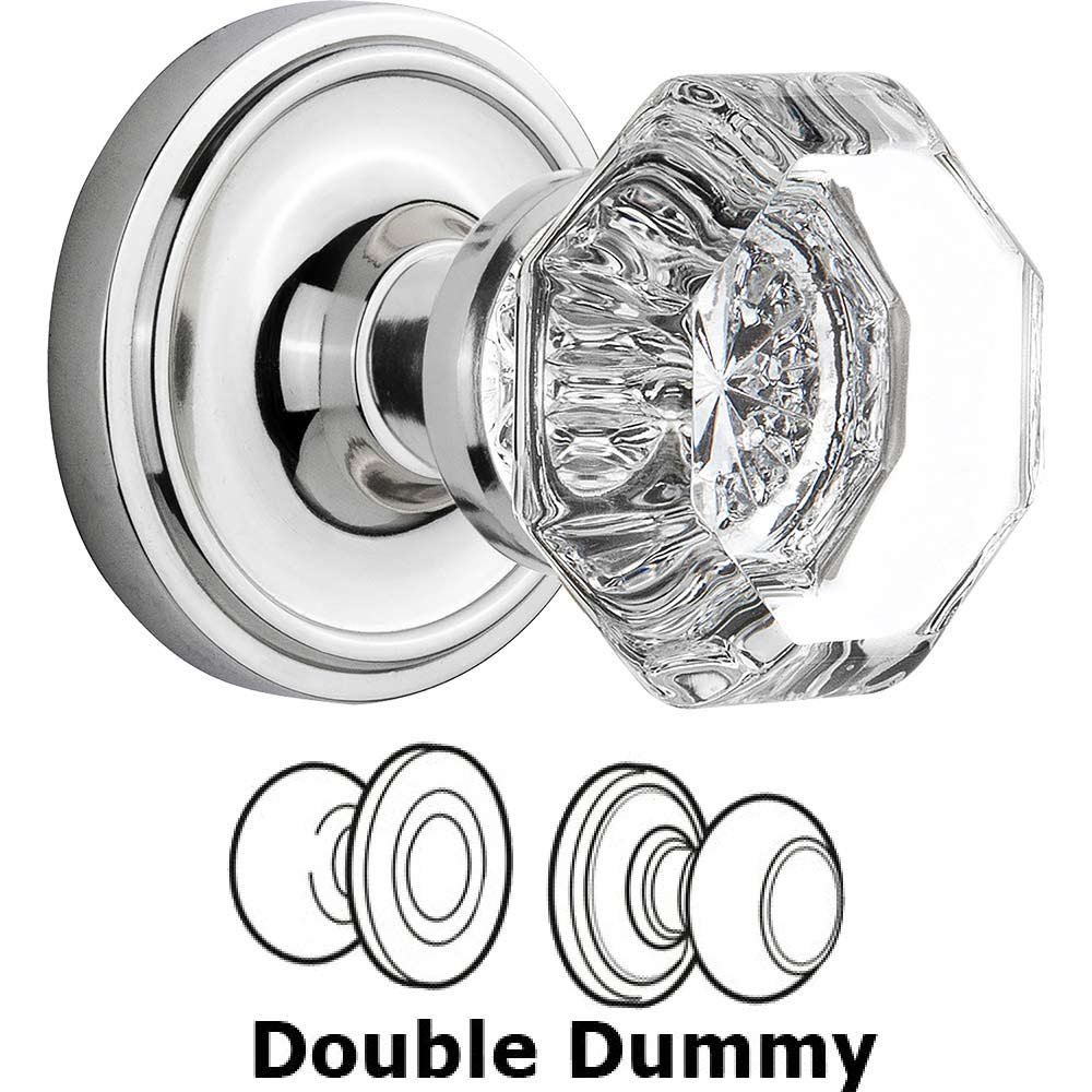 Nostalgic Warehouse Double Dummy Classic Rose with Waldorf Crystal Door Knob in Bright Chrome