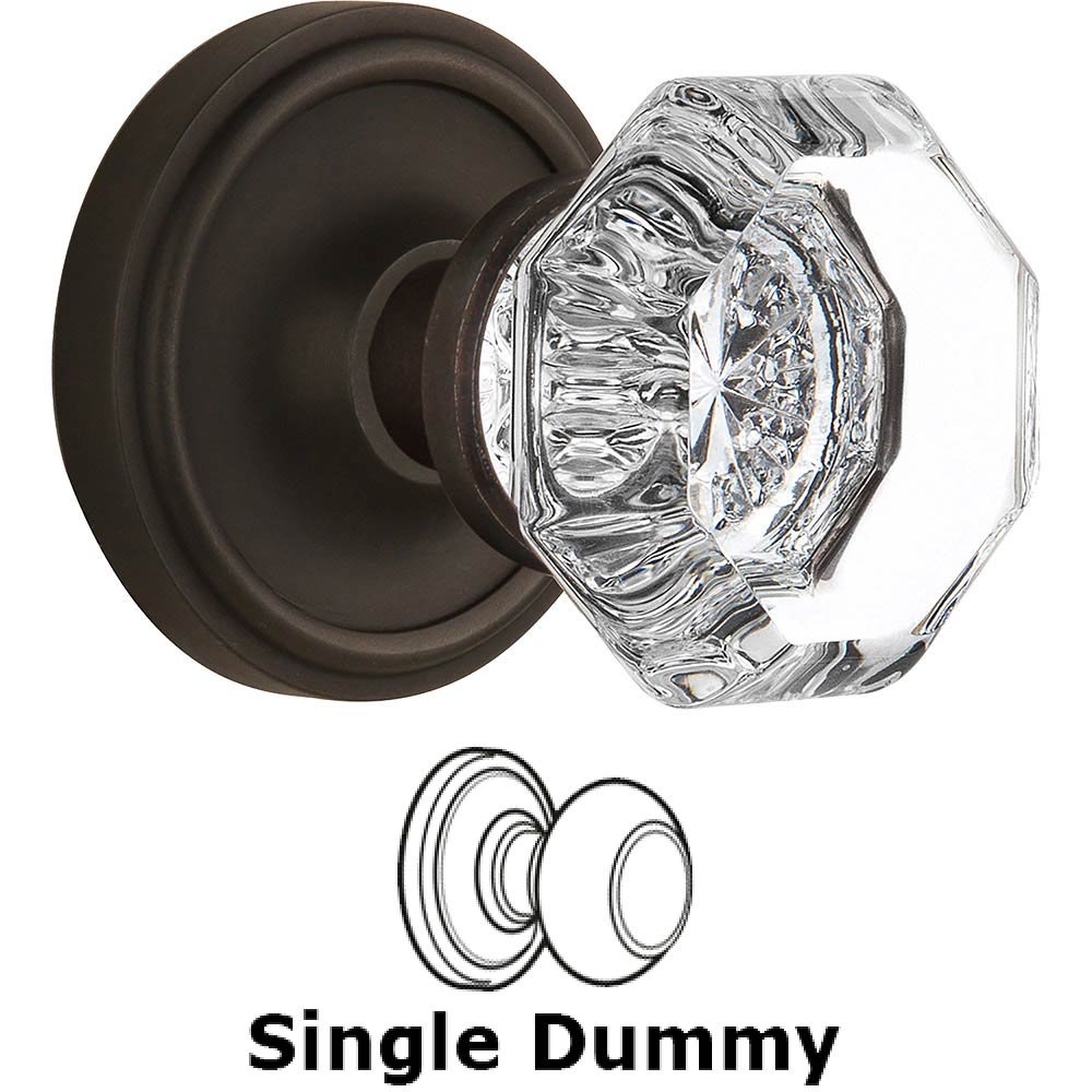 Nostalgic Warehouse Single Dummy Classic Rosette with Waldorf Crystal Door Knob in Oil-rubbed Bronze