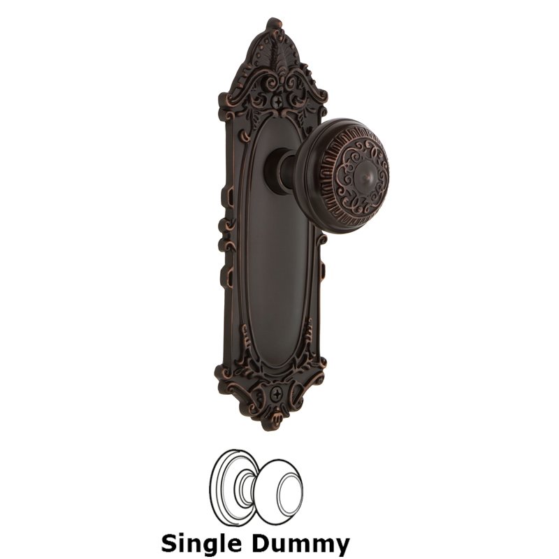 Nostalgic Warehouse Single Dummy - Victorian Plate with Egg & Dart Door Knob in Timeless Bronze