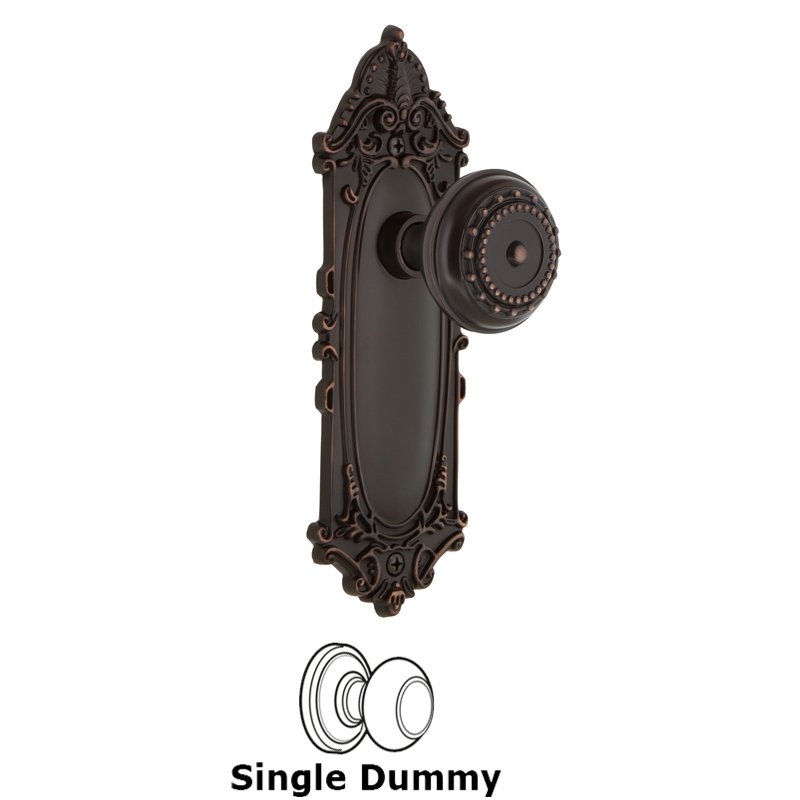 Nostalgic Warehouse Single Dummy - Victorian Plate with Meadows Door Knob in Timeless Bronze