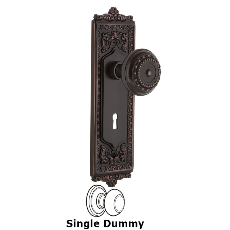 Nostalgic Warehouse Single Dummy with Keyhole - Egg & Dart Plate with Meadows Door Knob in Timeless Bronze